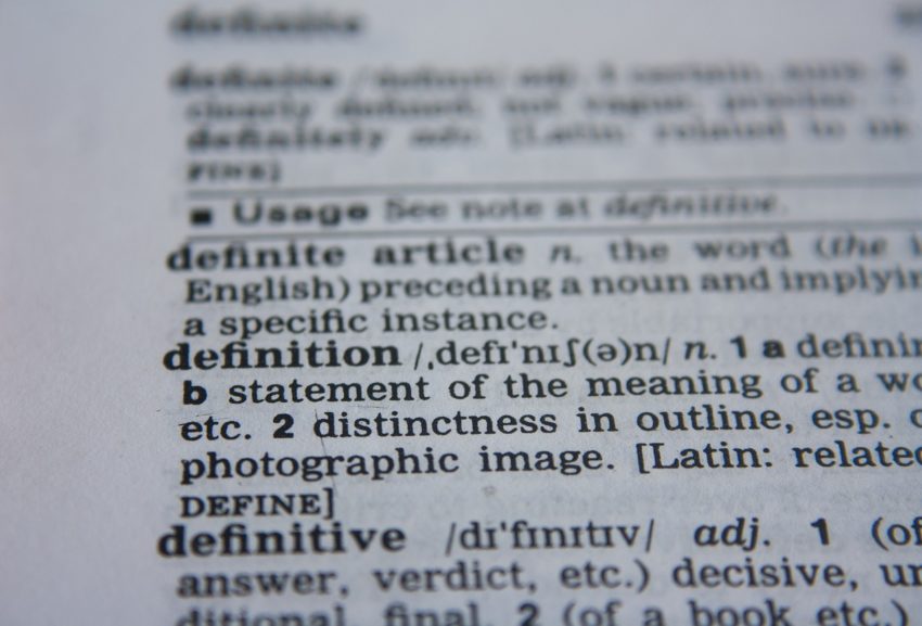 Dictionary page of the word definition